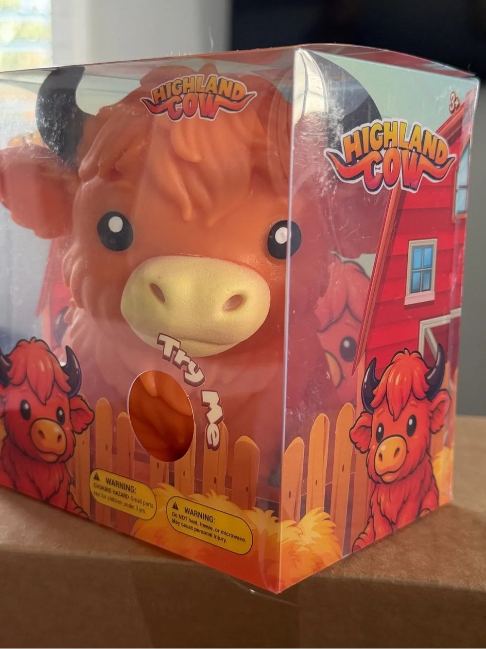 New JUMBO Highland Cow Squeeze Toy - Orange Plush Bath